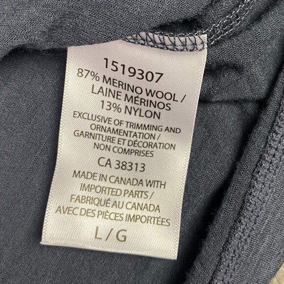 True North Merino Wool Blend Shirt Men's Large Gray Base Layer Hiking Outdoor - Picture 5 of 8